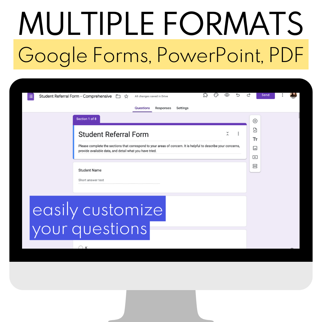 Editable Referral Forms: Intervention Teams, Student Support Teams, CST