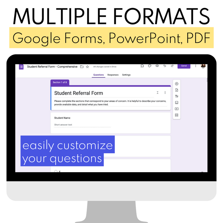 Editable Referral Forms: Intervention Teams, Student Support Teams, CST