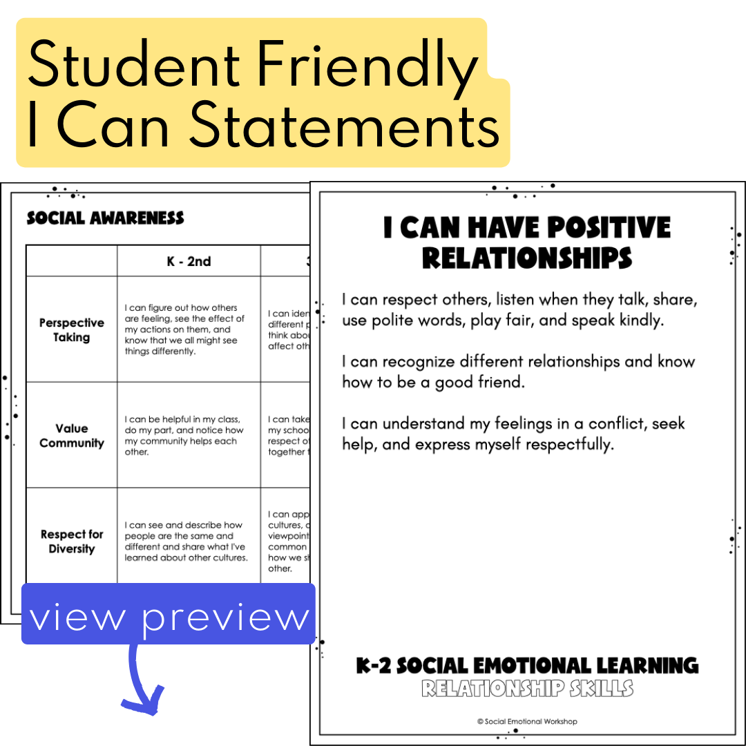 Social Emotional Learning Skills Checklists and SEL Standards CASEL Aligned - Editable