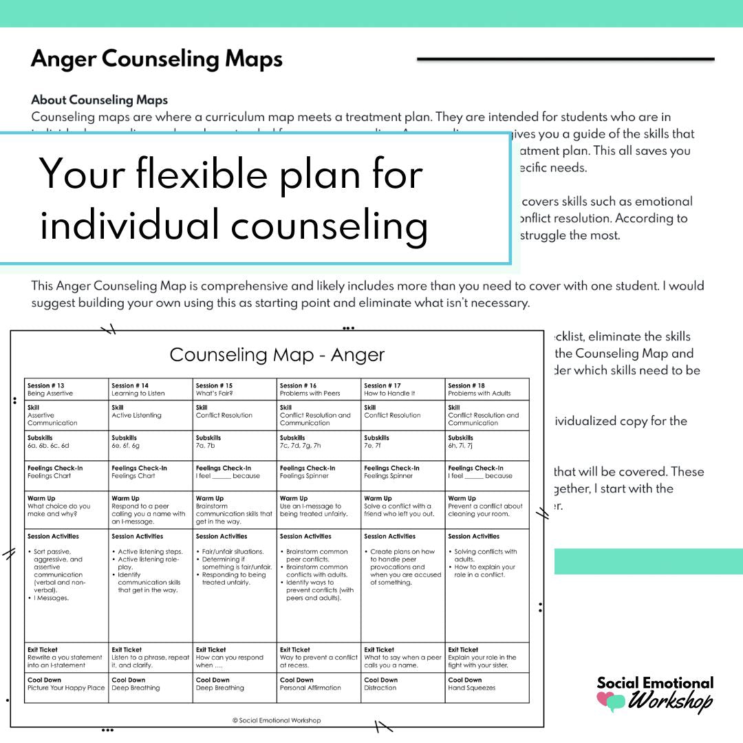 Anger Counseling Maps Social Emotional Workshop