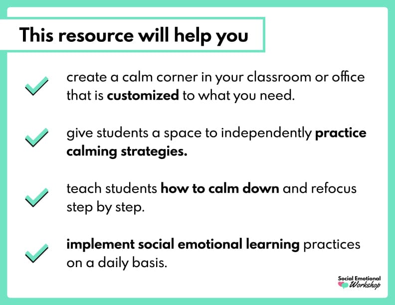 Calm Down Corner Bundle - Customizable Classroom Tools for Self Regulation Media Social Emotional Workshop
