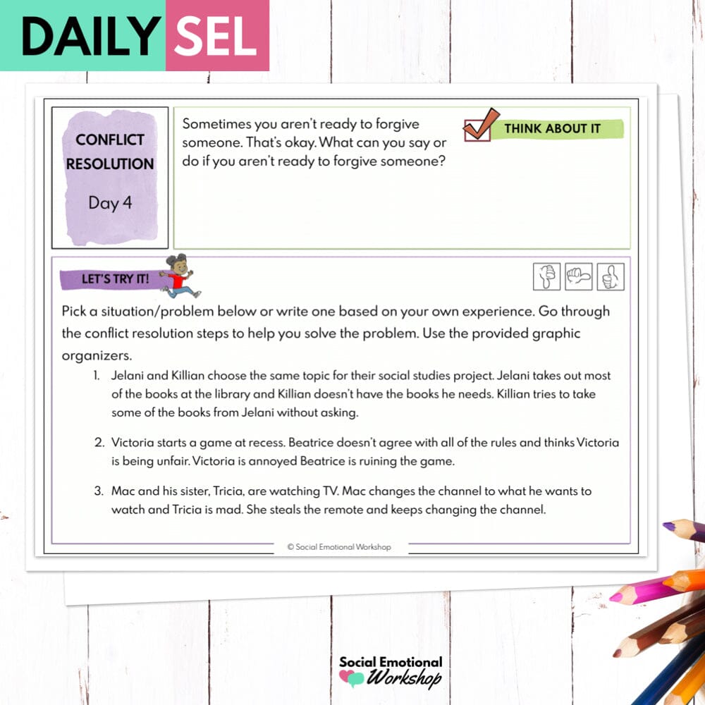 Conflict Resolution Lessons & Worksheets - Social Skills Activities Media Social Emotional Workshop