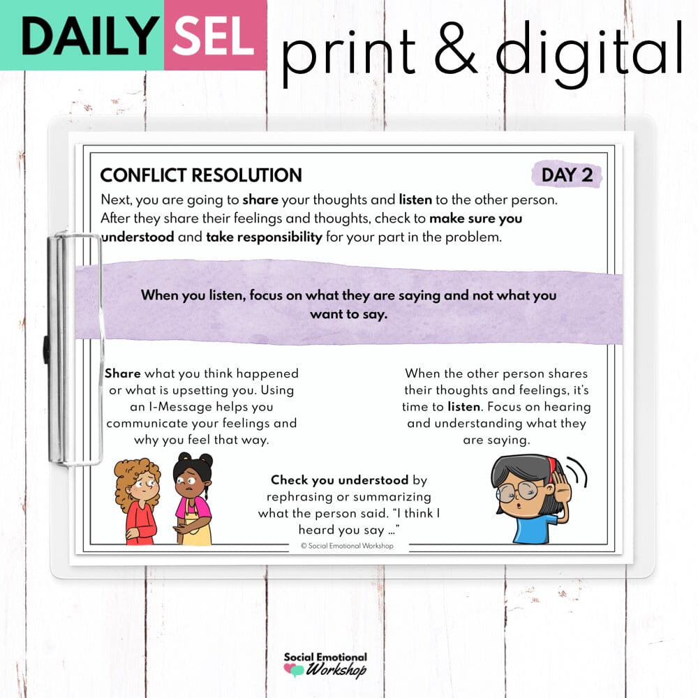 Conflict Resolution Lessons & Worksheets - Social Skills Activities Media Social Emotional Workshop