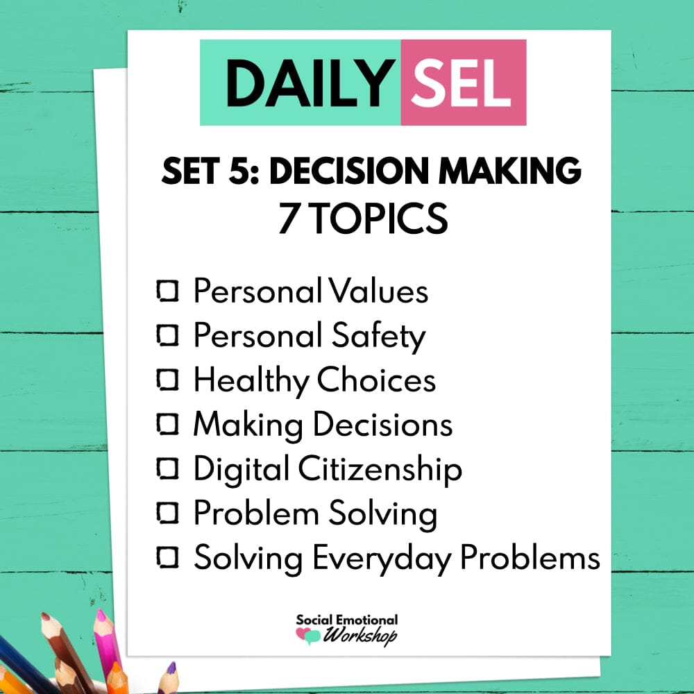 Daily SEL Activities for Responsible Decision Making - Set 5 - SEL Distance Learning Media Social Emotional Workshop