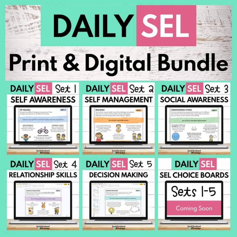 Daily SEL Activities for the Whole Year & Distance Learning Media Social Emotional Workshop