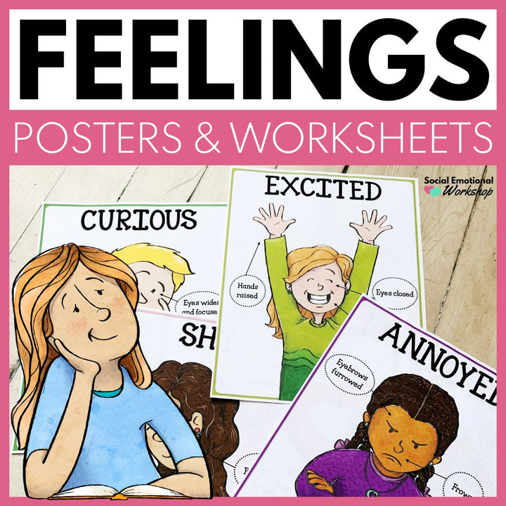 Feelings Posters, Cards, Charts, Worksheets | Identifying Emotions Activities and Office Decor Media Social Emotional Workshop