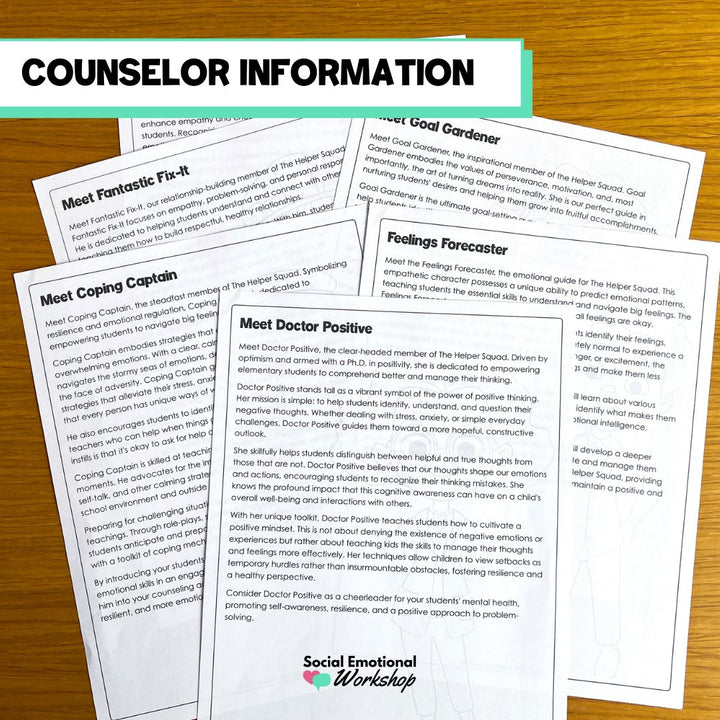Helper Squad Posters - CBT-Based Elementary School Counseling Series Social Emotional Workshop