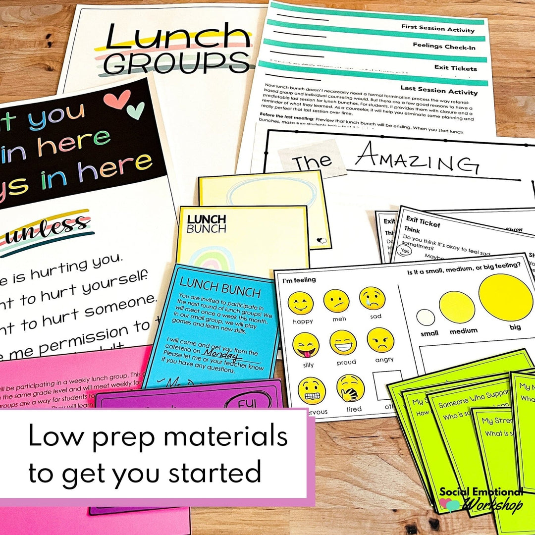 Lunch Bunch Bundle: Conversation Game, All About Me & Low Prep Activities Media Social Emotional Workshop