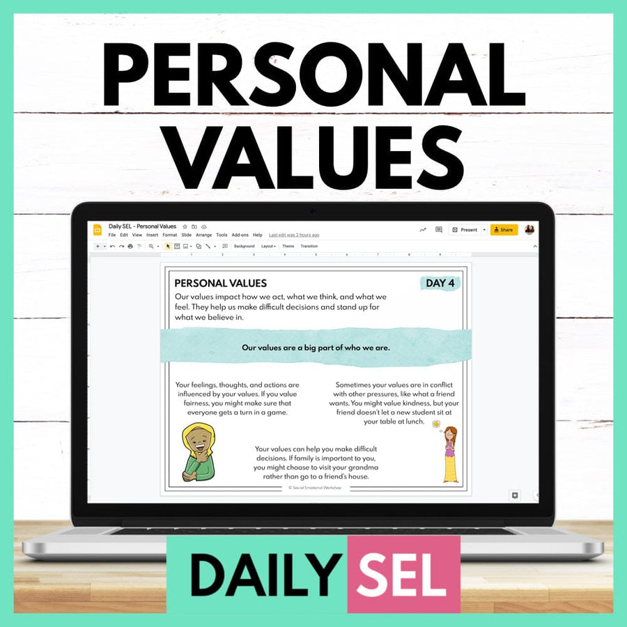 Personal Values Social Emotional Learning Activities - SEL for Distance Learning Media Social Emotional Workshop
