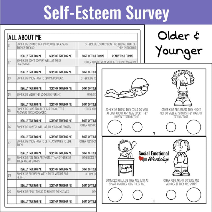 Self Esteem Lesson, Survey, and Activities Counseling Activities Social Emotional Workshop
