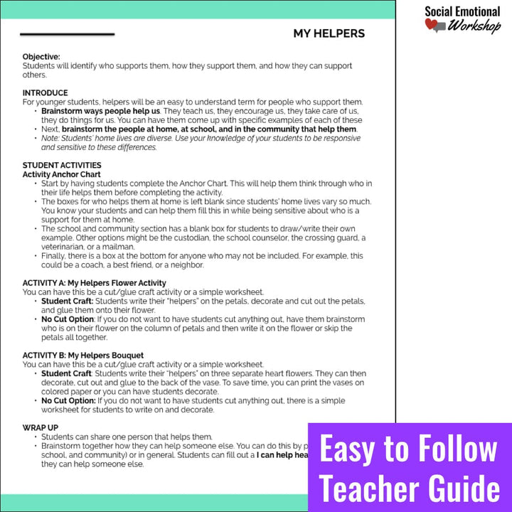 Valentine's Day Activity for Social Emotional Learning - People Who Help Us Media Social Emotional Workshop