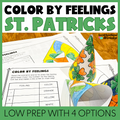 St. Patrick's Day Color By Code, Feelings & Emotions Activity for March SEL & Counseling