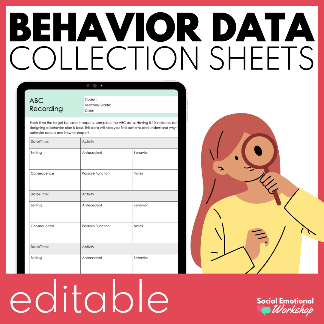 Editable Behavior Data Forms for Functional Behavior Assessments (FBA)