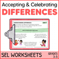 Understanding and Accepting Differences - Celebrating Diversity - SEL Worksheets
