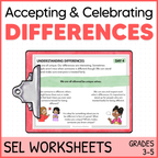 Understanding and Accepting Differences - Celebrating Diversity - SEL Worksheets