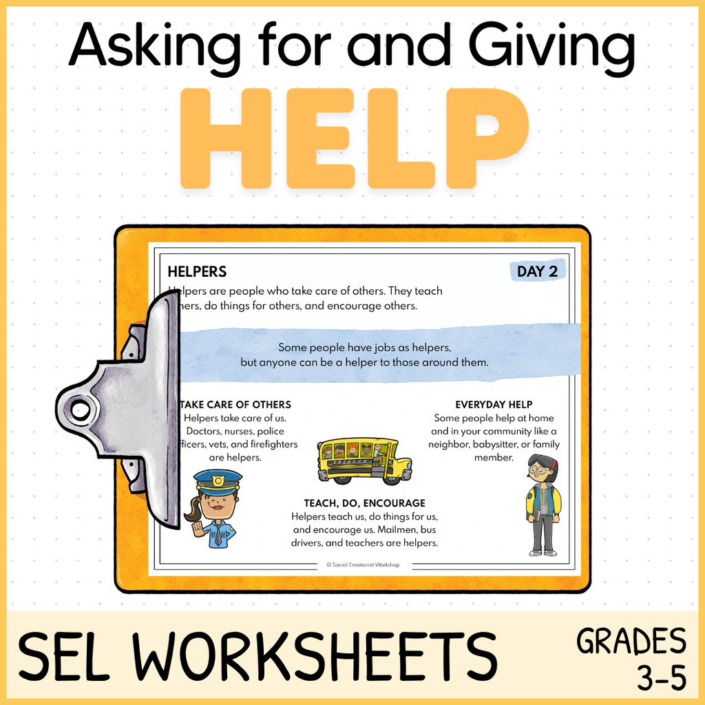 Asking for Help and Giving Help - SEL Worksheets Low Prep