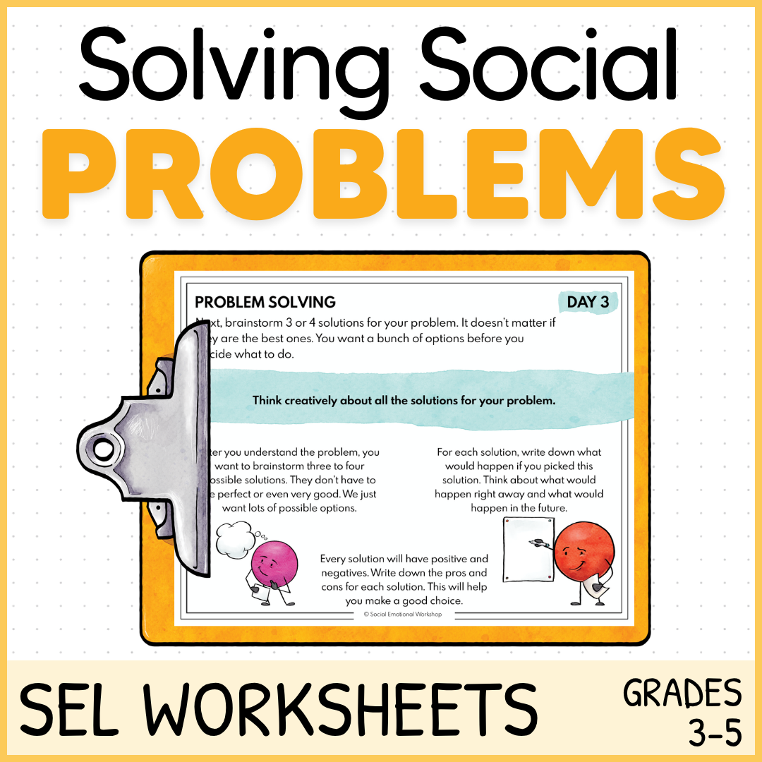 Problem Solving Scenarios - Social Skills & Conflict Resolution - SEL Worksheets