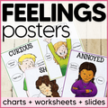 Feelings Posters, Cards, Charts, Worksheets | Identifying Emotions Activities and Office Decor