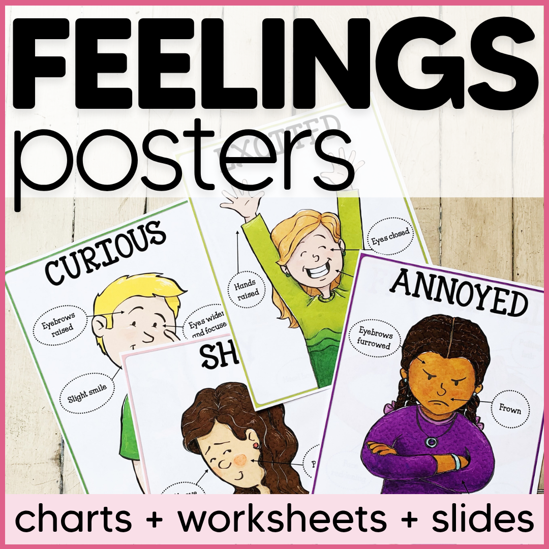 Feelings Posters, Cards, Charts, Worksheets | Identifying Emotions Activities and Office Decor