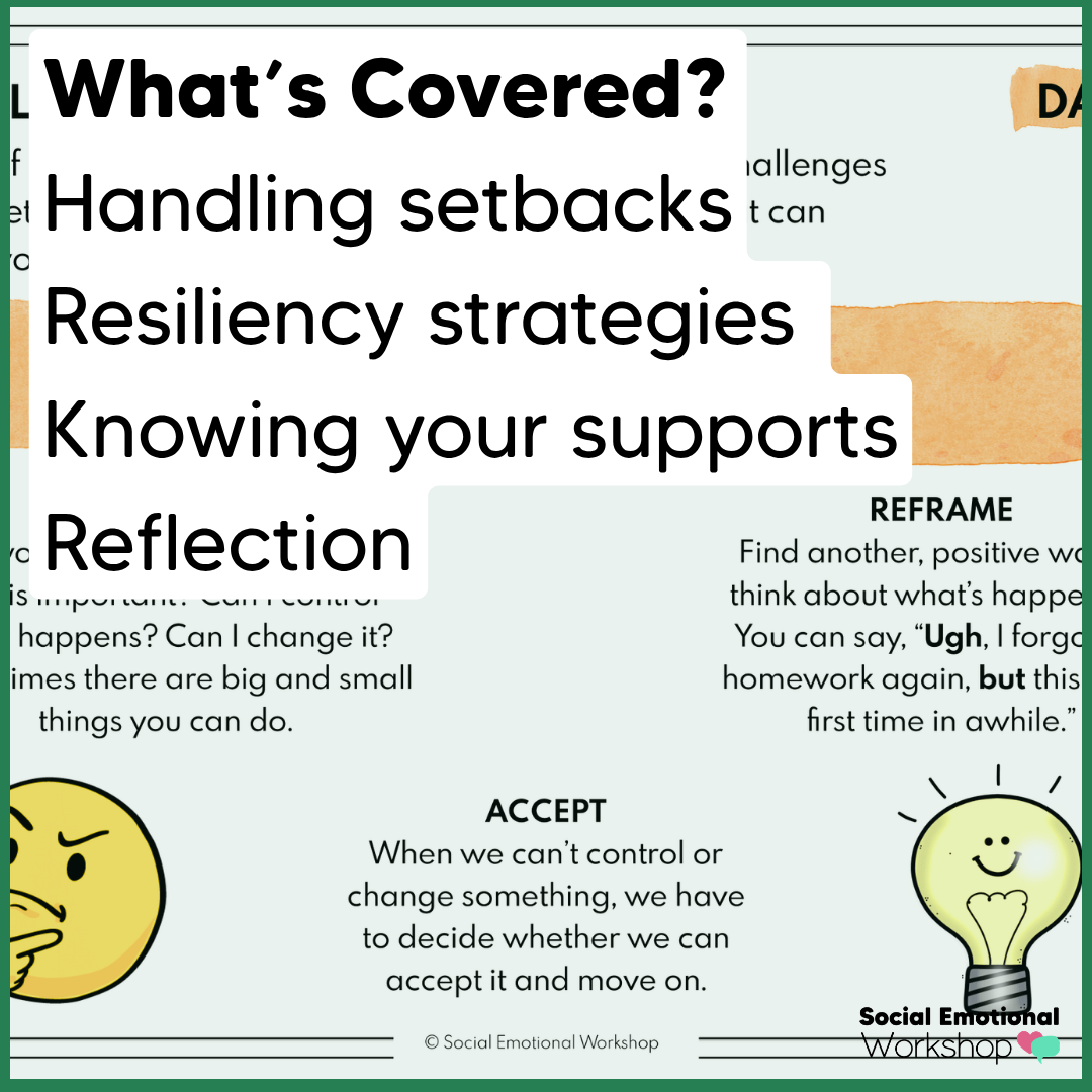 Resiliency, Grit, and Growth Mindset - Quick SEL Worksheets