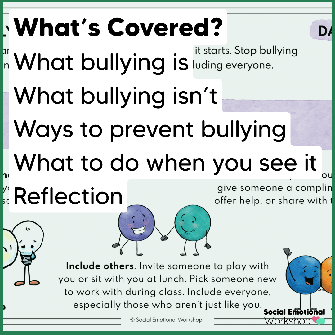 Bullying Prevention, Anti Bullying Activities - SEL Worksheets