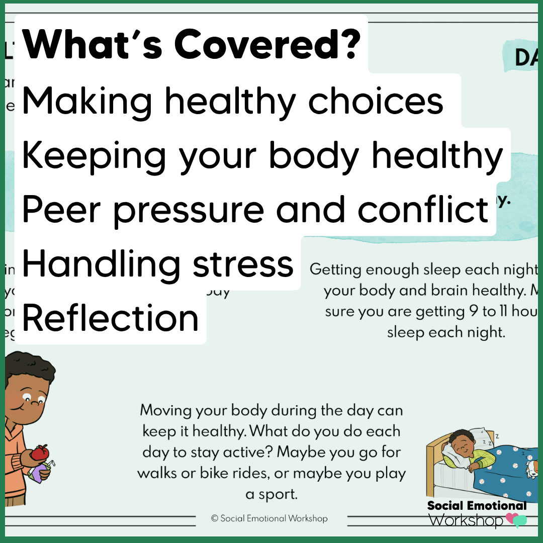 Healthy Choices - Managing Stress, Peer Pressure - SEL Worksheets Decisions