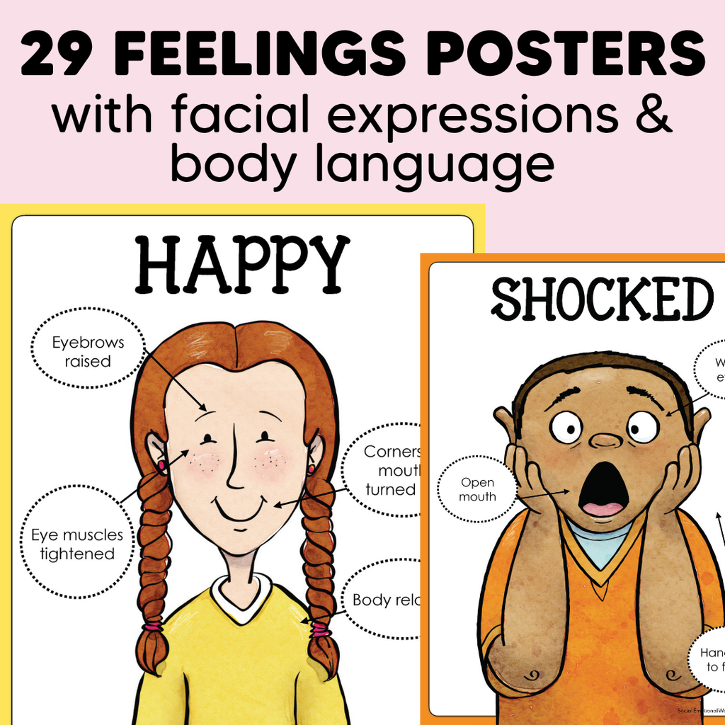 Feelings Posters, Cards, Charts, Worksheets | Identifying Emotions Activities and Office Decor