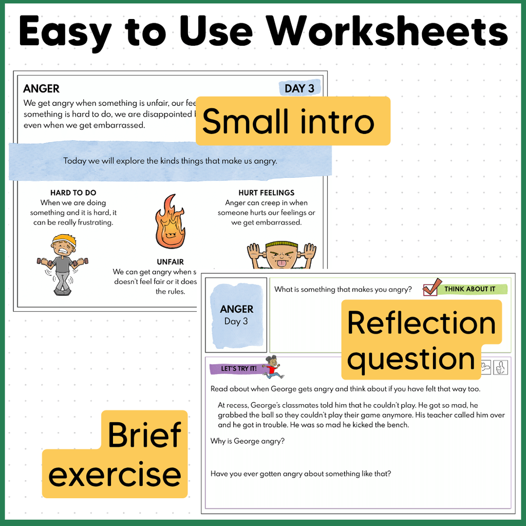 Understanding and Managing Anger - Quick SEL Worksheets