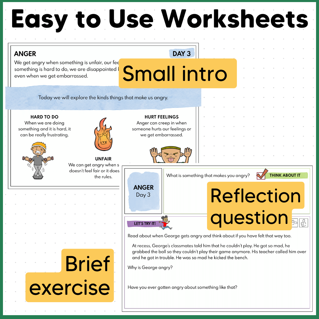 Understanding and Managing Anger - Quick SEL Worksheets