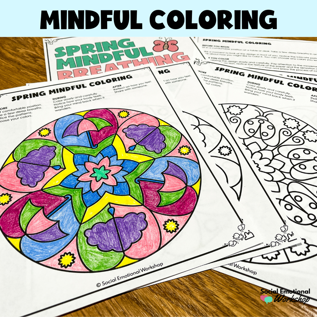 Coloring Therapy Spring Spring Mindful Breathing Exercises, Visuals & Coloring Pages ...