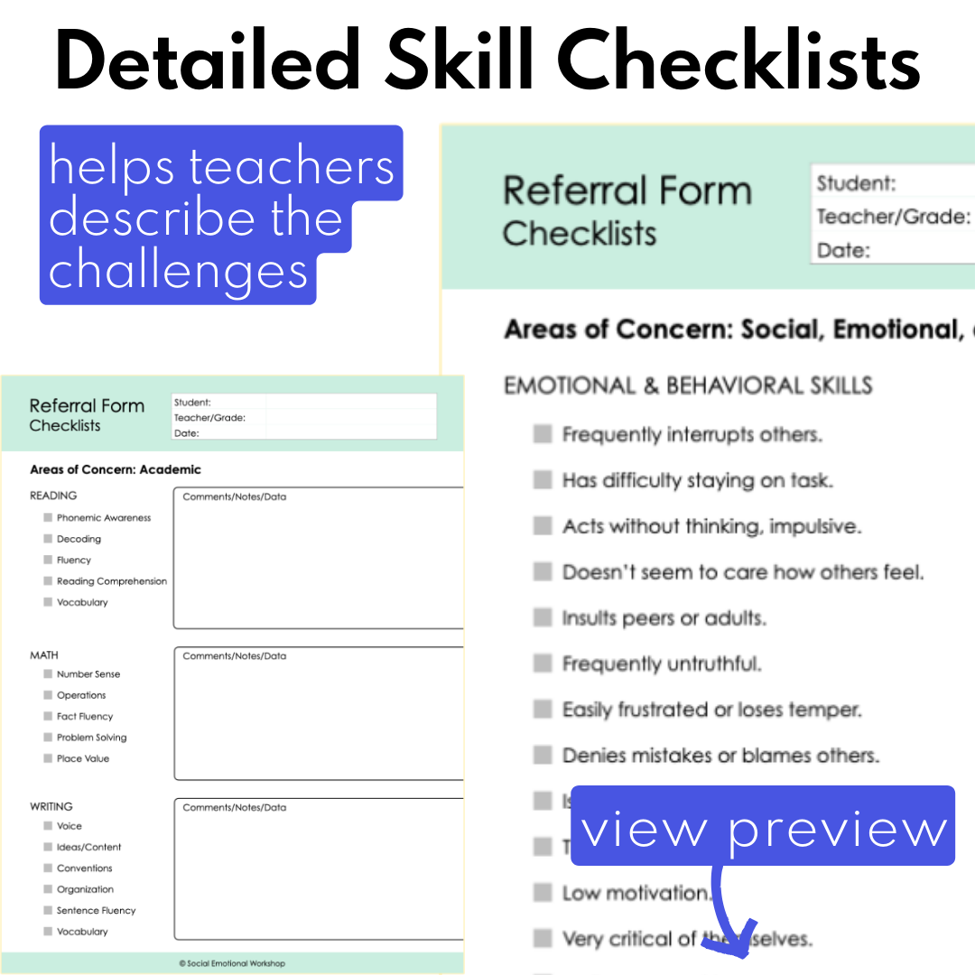 Editable Referral Forms: Intervention Teams, Student Support Teams, CST