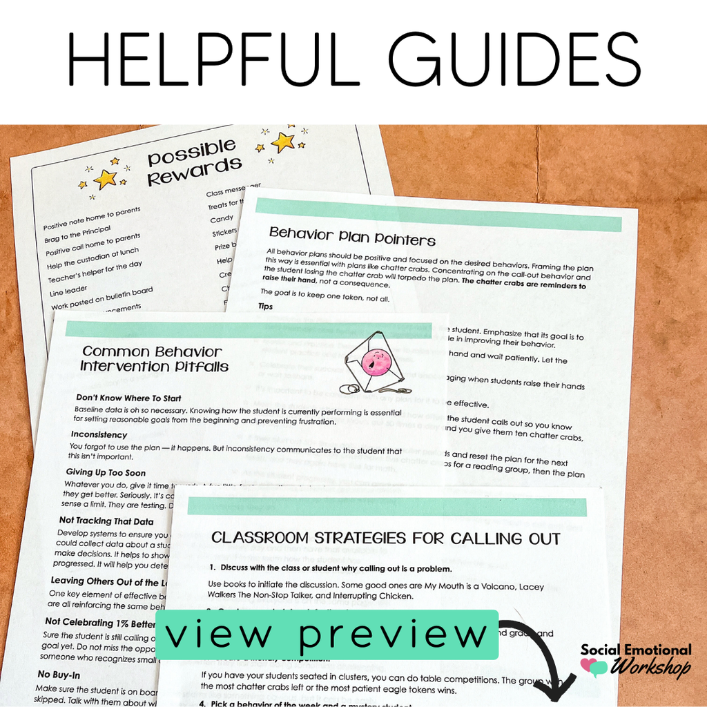 Behavior Charts for Blurting, Impulsivity, Interrupting & Call Outs - Editable