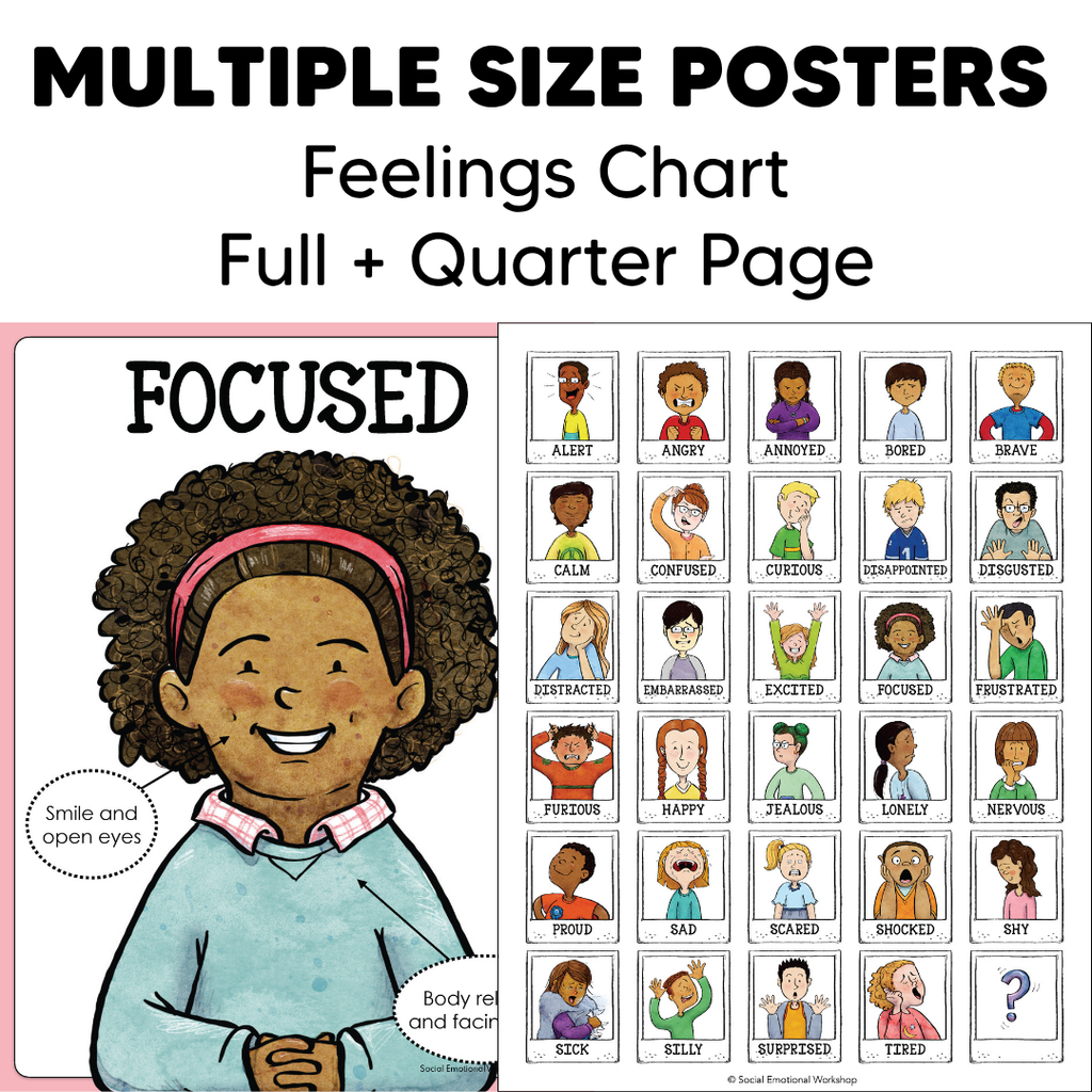 Feelings Posters, Cards, Charts, Worksheets | Identifying Emotions Activities and Office Decor