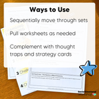 Catch, Check, Challenge, and Change Negative Thinking | CBT Mental Health Worksheets + Cognitive Distortion Visuals