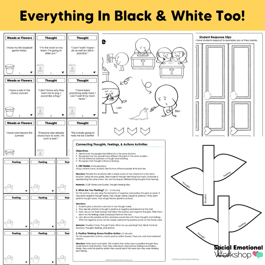 Connecting Thoughts, Feelings, & Actions | CBT Counseling Activities & Lesson