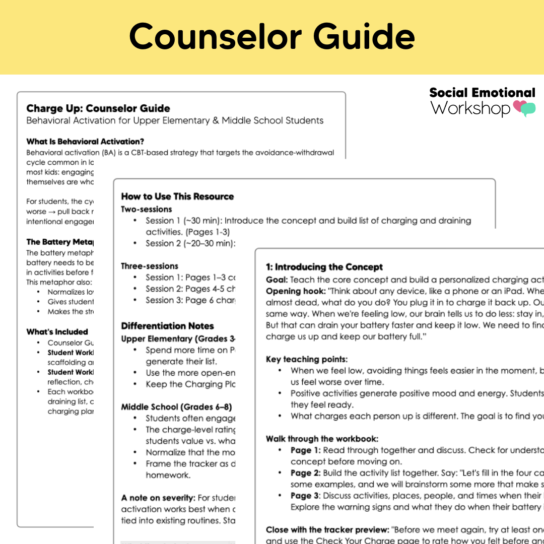 Behavioral Activation Counseling Activities | Anxiety Worksheets + Coping Skills | CBT Mood Tracker