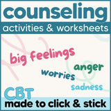 Anxiety & Coping Skills CBT Bundle | Counseling Activities for Grades 2-8