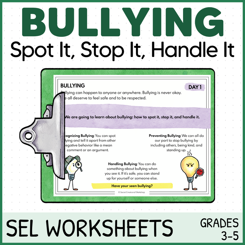 Bullying Prevention, Anti Bullying Activities - SEL Worksheets