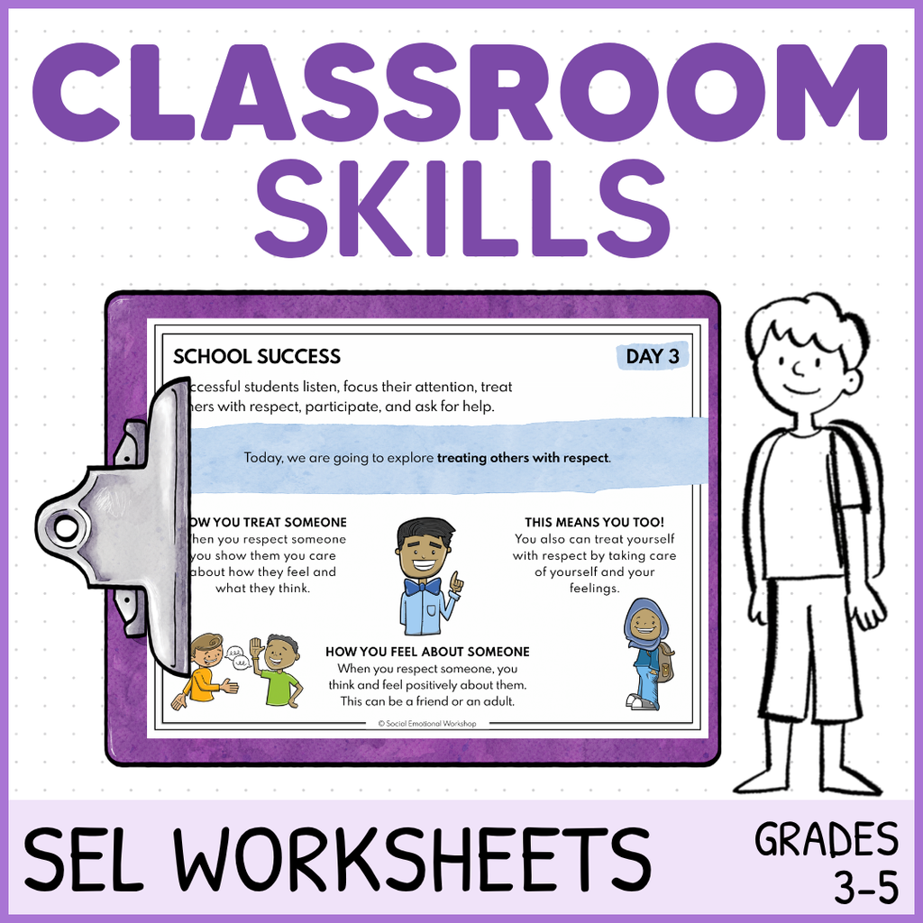 School Success - Social Emotional Learning Worksheets - Listening, Participating, Asking for Help