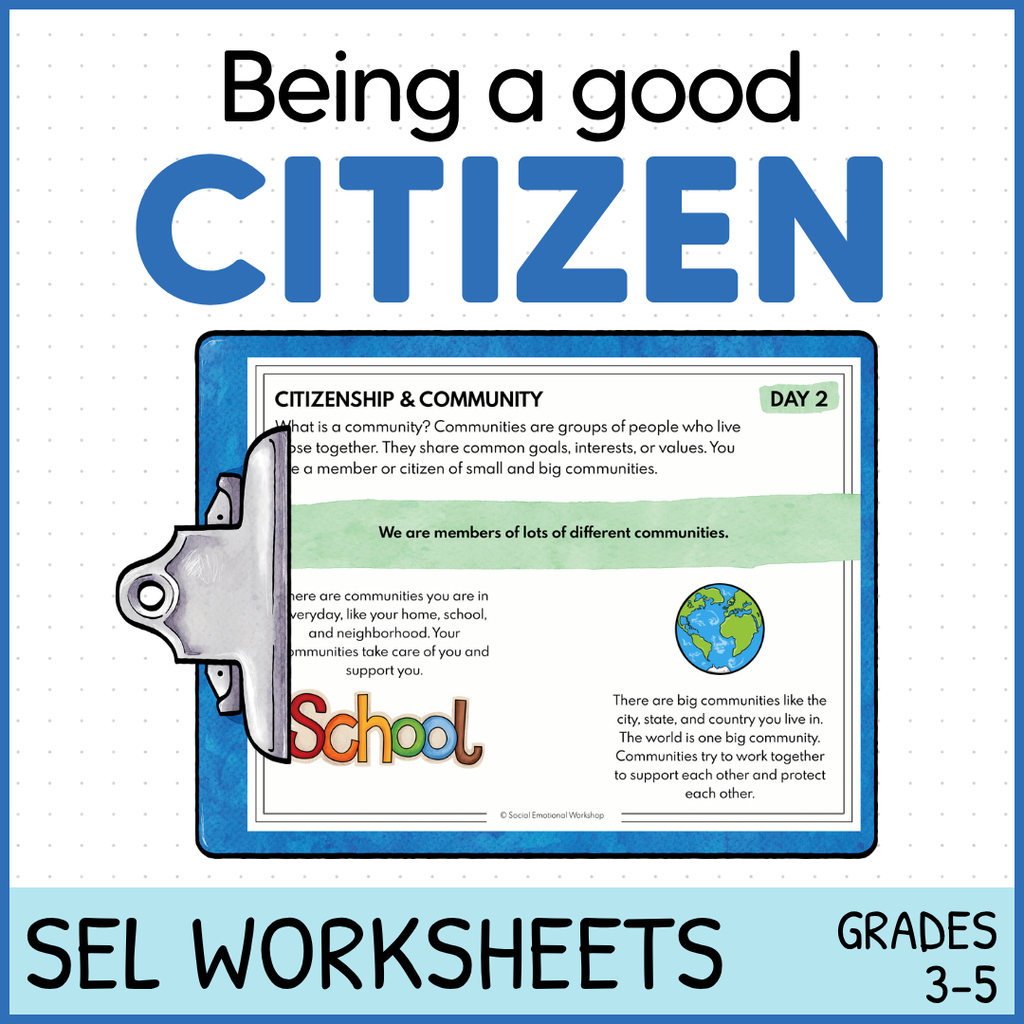 Citizenship - Being a Good Citizen Activities SEL Worksheets Community