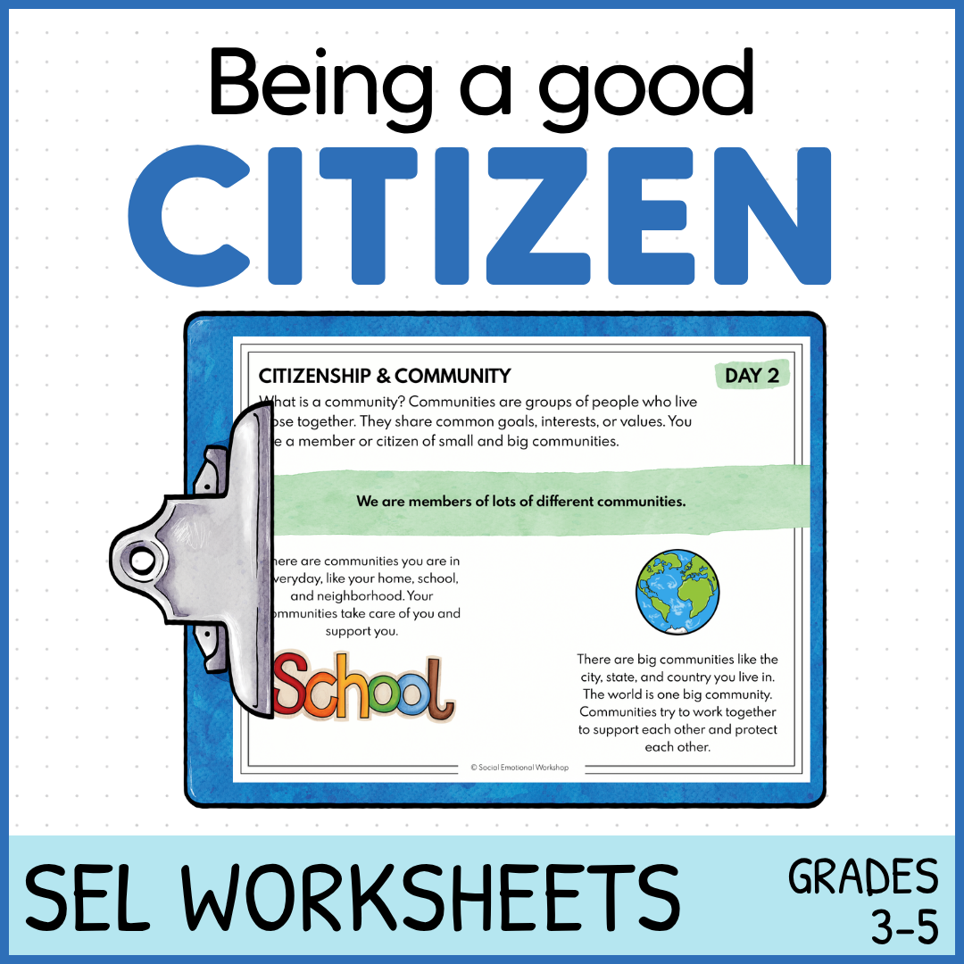 Citizenship - Being a Good Citizen Activities SEL Worksheets Community