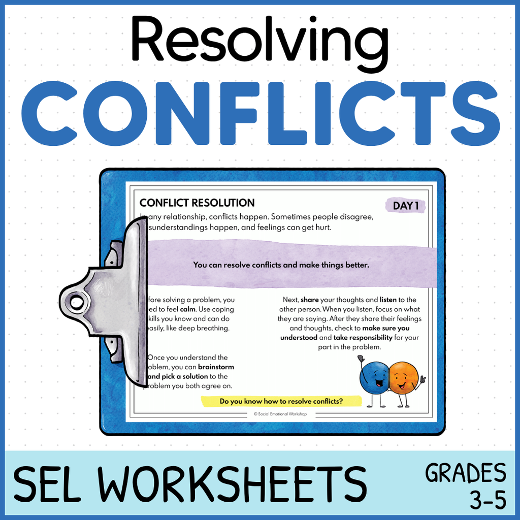 Conflict Resolution Activities | Social Skills Scenarios | SEL Worksheets