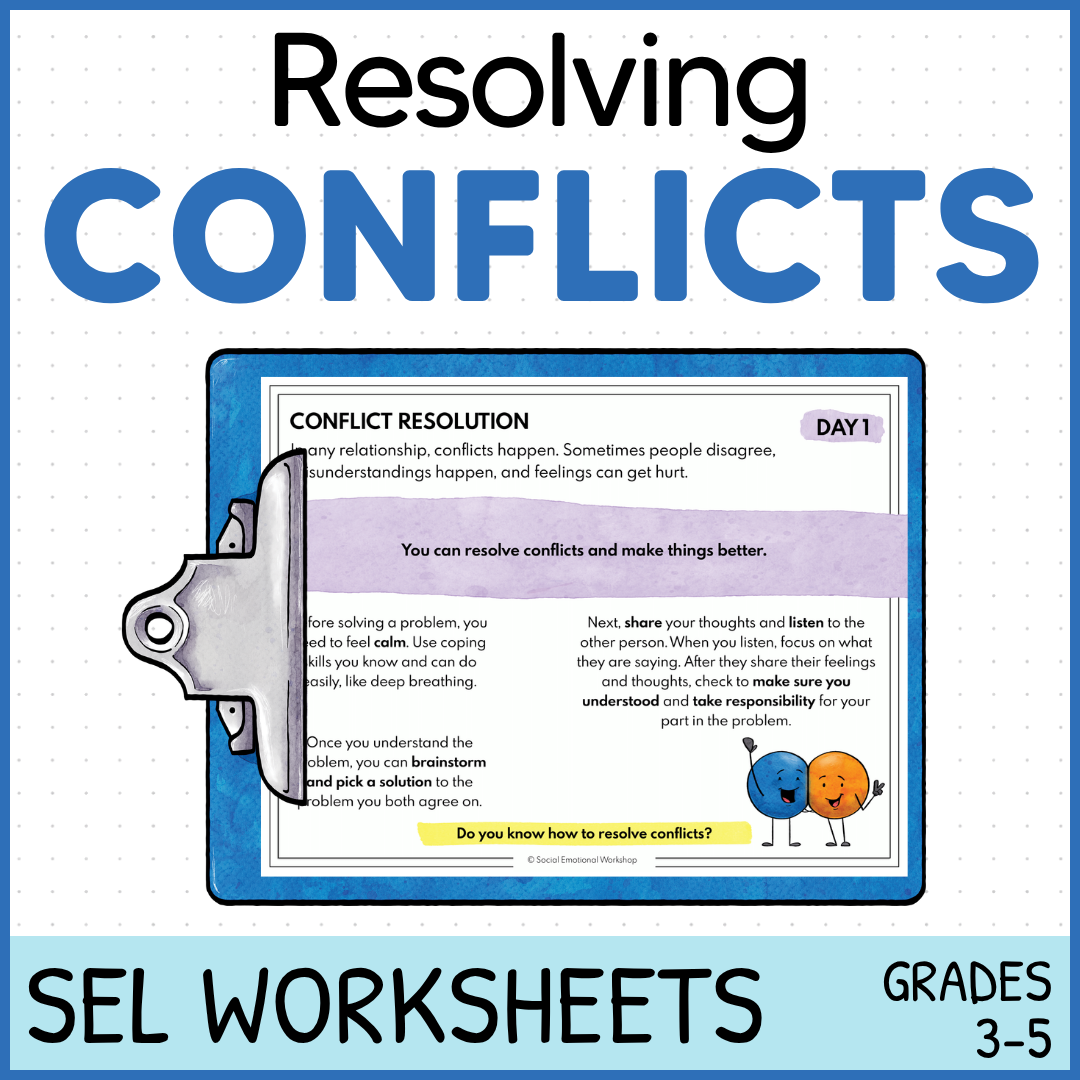 Conflict Resolution Activities | Social Skills Scenarios | SEL Worksheets
