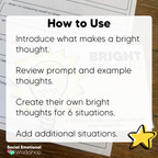 Positive Self Talk Activity for Helpful Thinking | Bright Thoughts Minibook | CBT Counseling Worksheets