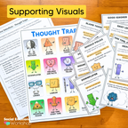 Catch, Check, Challenge, and Change Negative Thinking | CBT Mental Health Worksheets + Cognitive Distortion Visuals