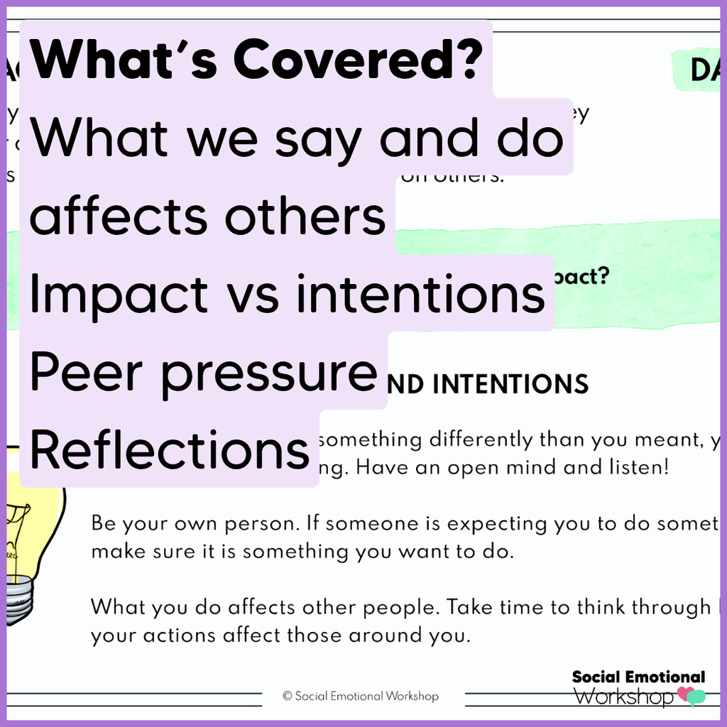 Impact vs Intentions - Social Pressure - Social Skills - Quick SEL Worksheets