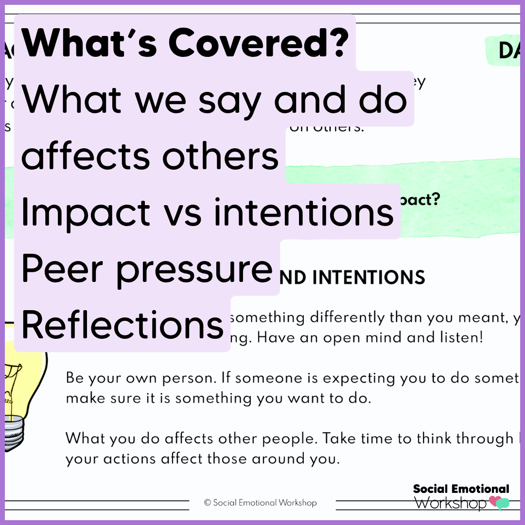 Impact vs Intentions - Social Pressure - Social Skills - Quick SEL Worksheets