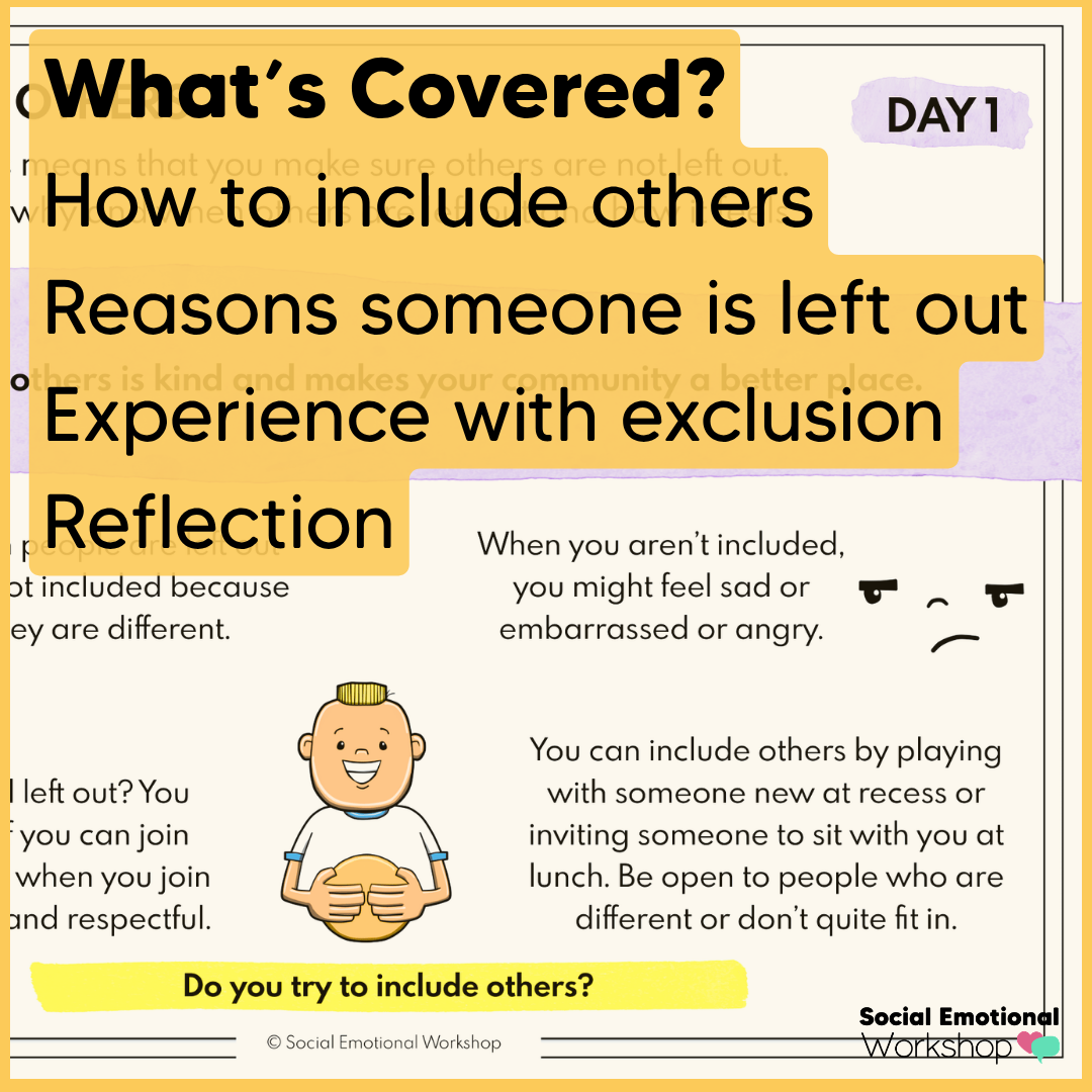 Including Others, Being Kind, Community - SEL Worksheets