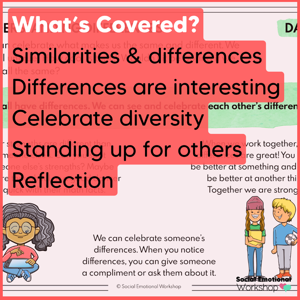 Understanding and Accepting Differences - Celebrating Diversity - SEL Worksheets