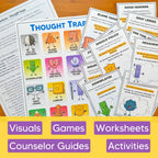Positive Self-Talk & Negative Thinking Bundle | CBT Counseling Activities for Anxiety & Anger | Grades 3-7